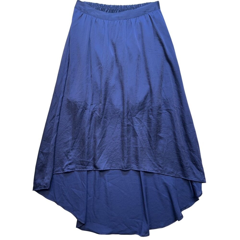 LC Lauren Conrad Women's High Low Silky Pull On Skirt Elastic Waist Size S Blue
